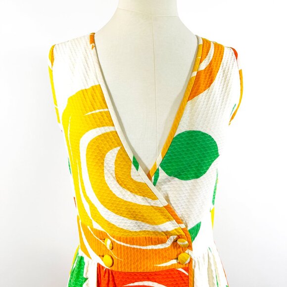 Vintage Handmade Cotton Wrap Dress – Size 2 – Abstract Rose Print - Picture 3 of 8